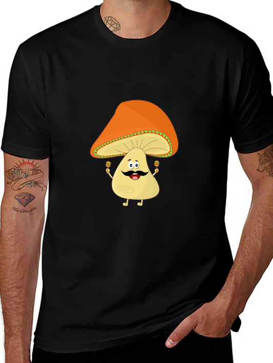 Funny Mushroom Man Black T-Shirt