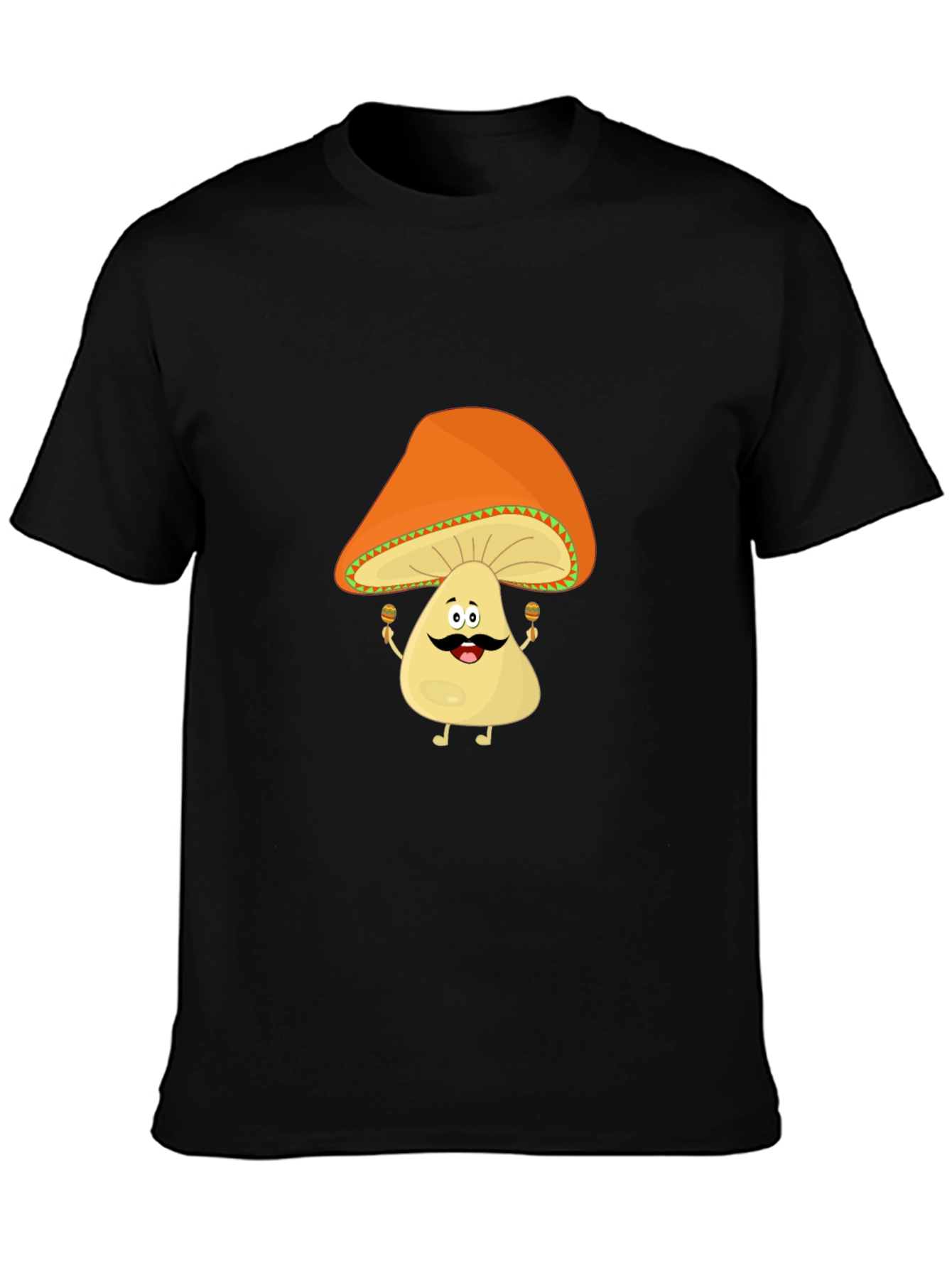 Funny Mushroom Man Black T-Shirt