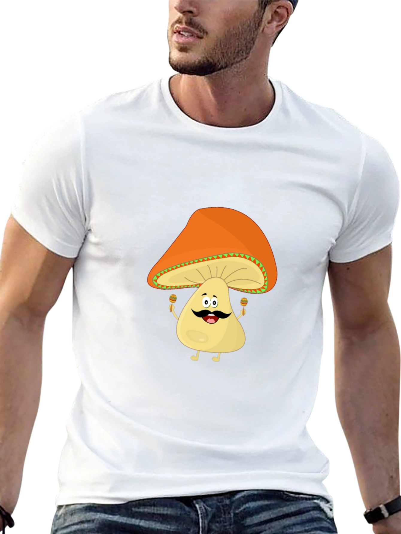 Funny Mushroom Man Black T-Shirt