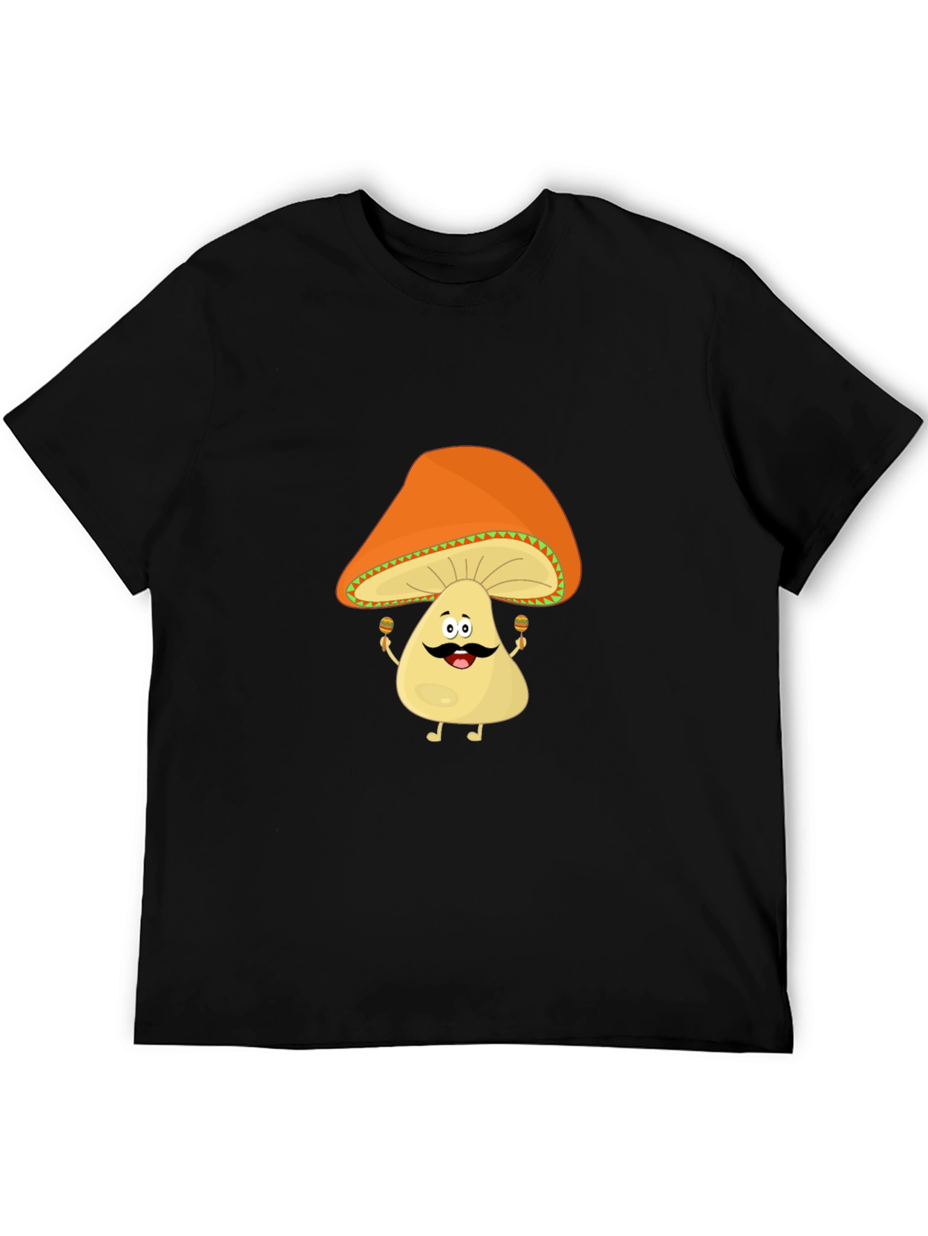 Funny Mushroom Man Black T-Shirt