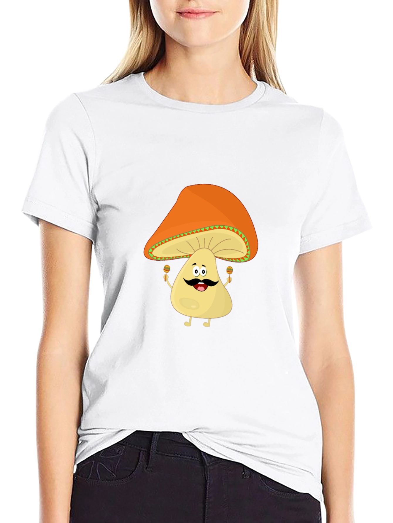 Funny Mushroom Man Black T-Shirt