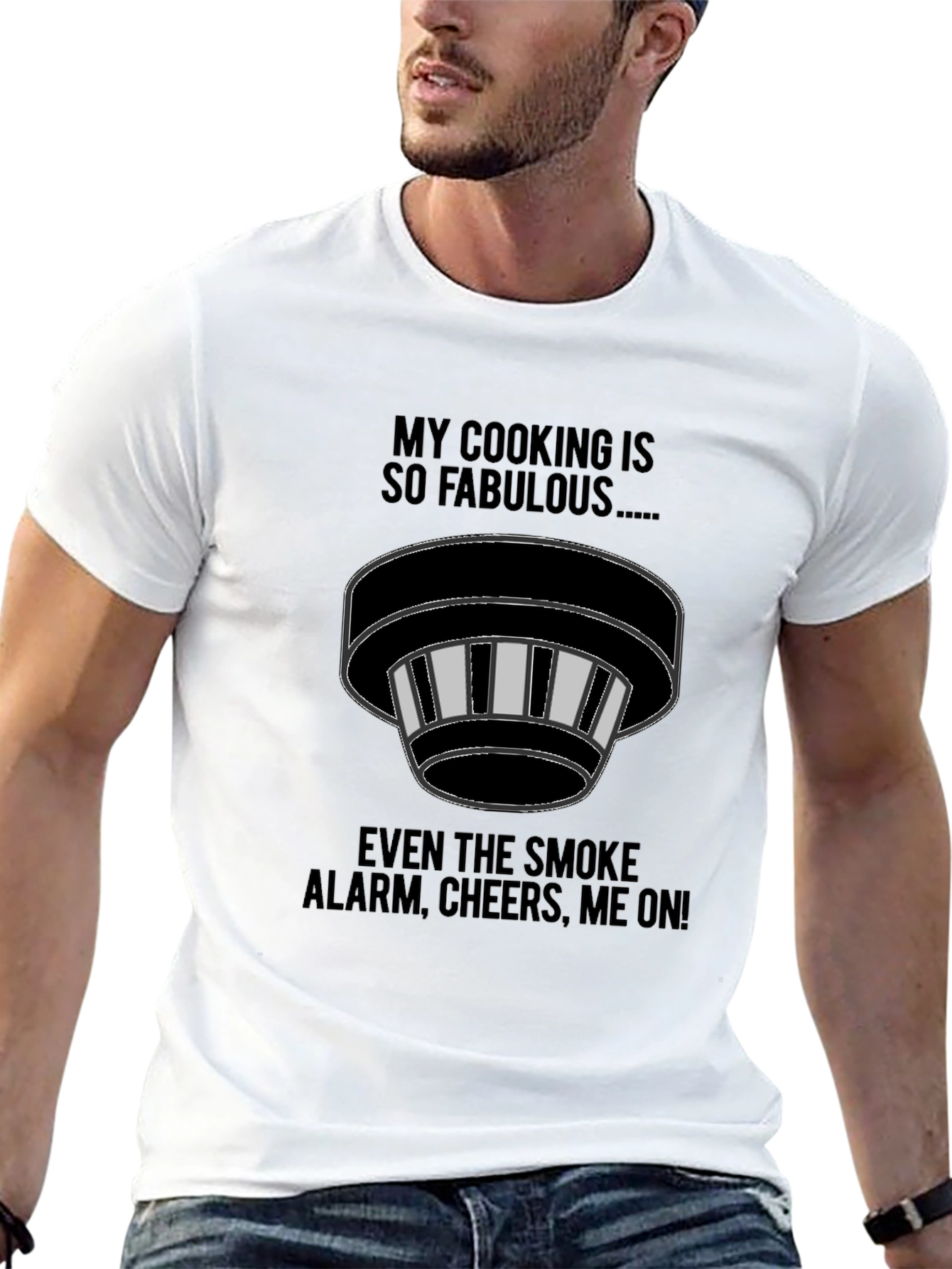 Funny Cooking T-Shirt - Smoke Alarm Cheers Me On