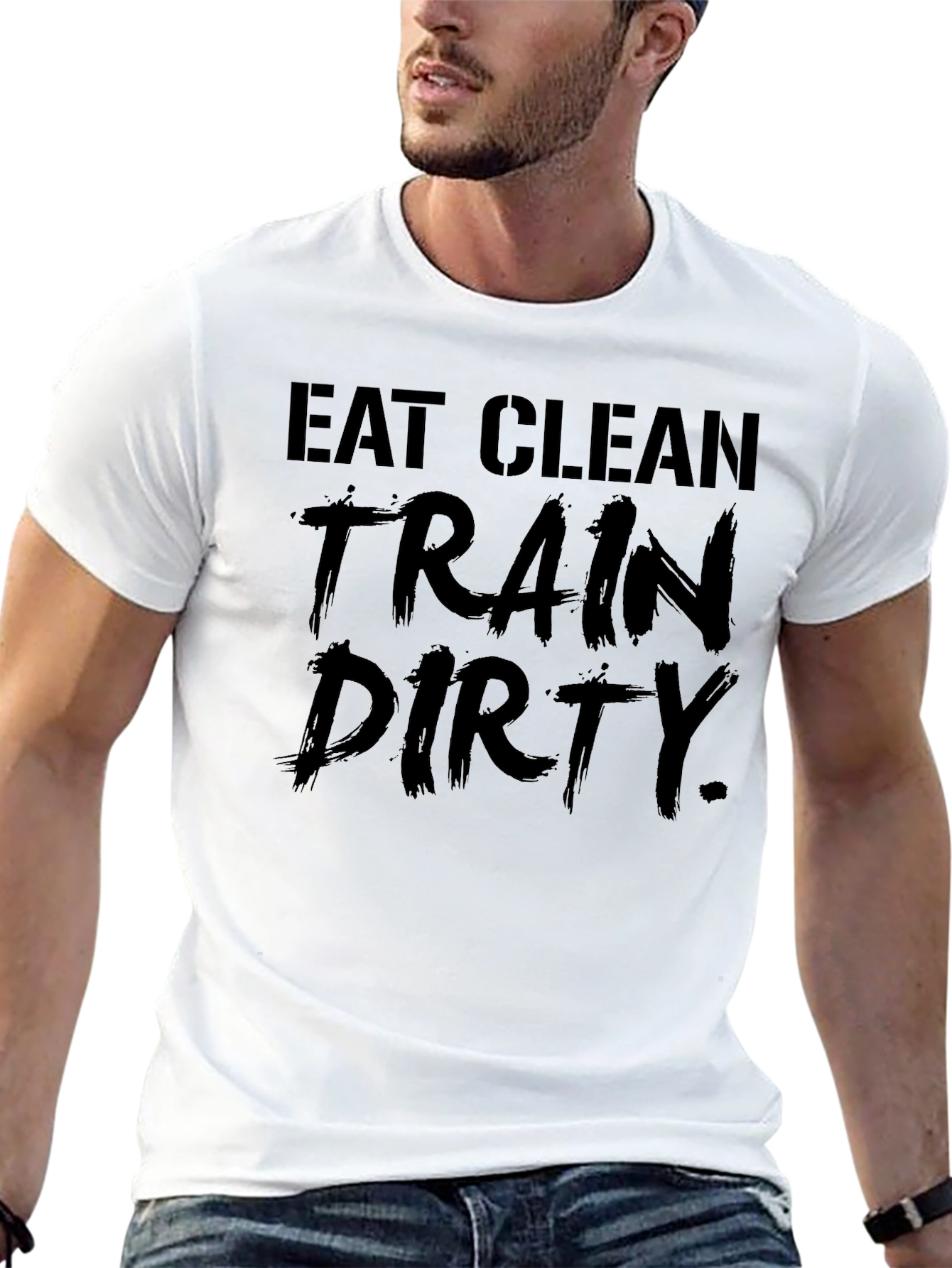 Eat Clean Train Dirty Graphic Tee - Black