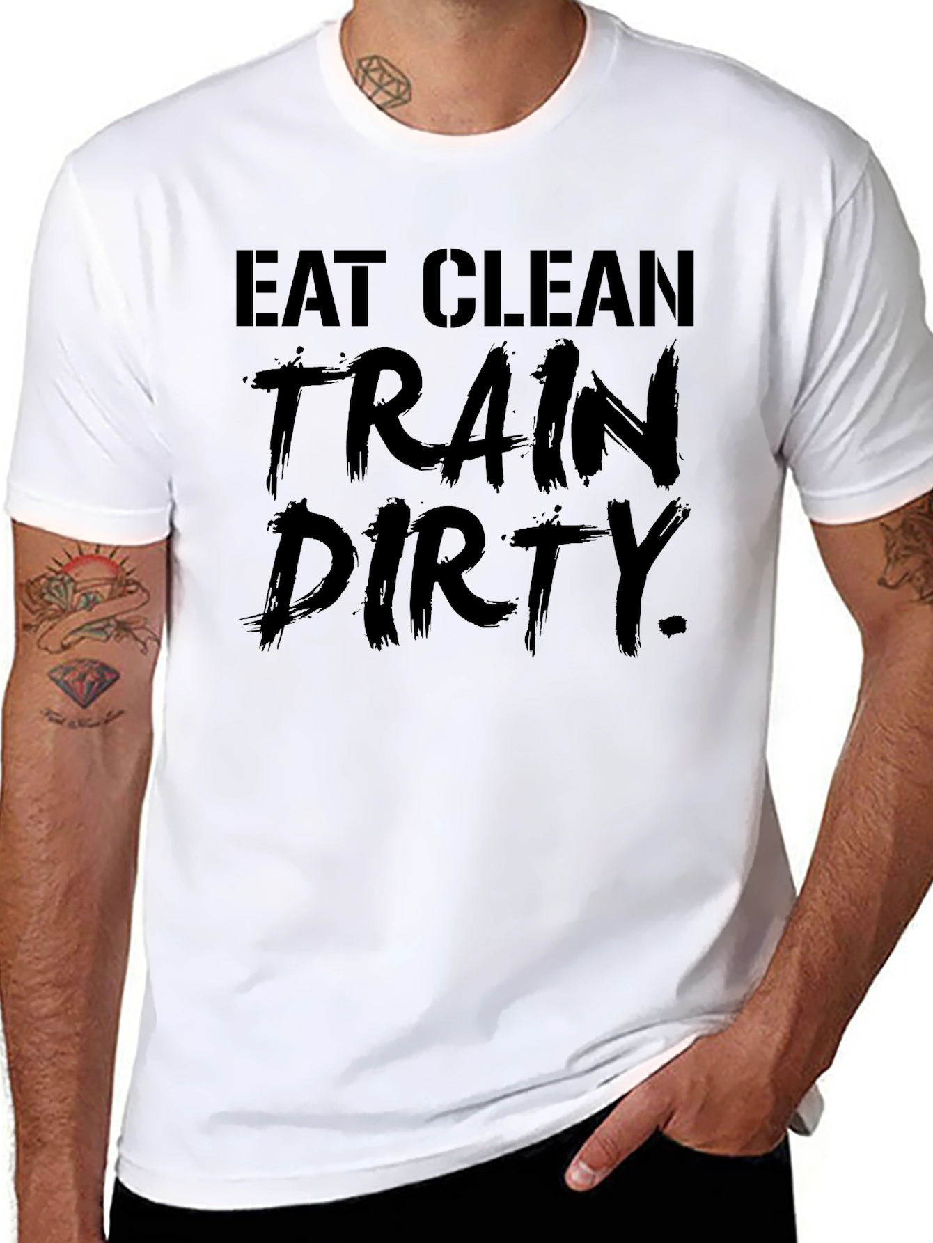 Eat Clean Train Dirty Graphic Tee - Black