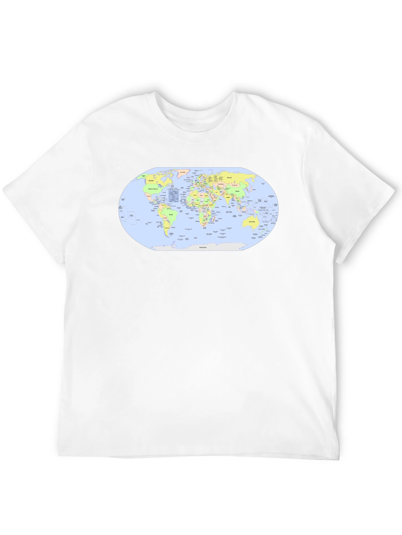 World Map Graphic Tee - Black Cotton T-Shirt