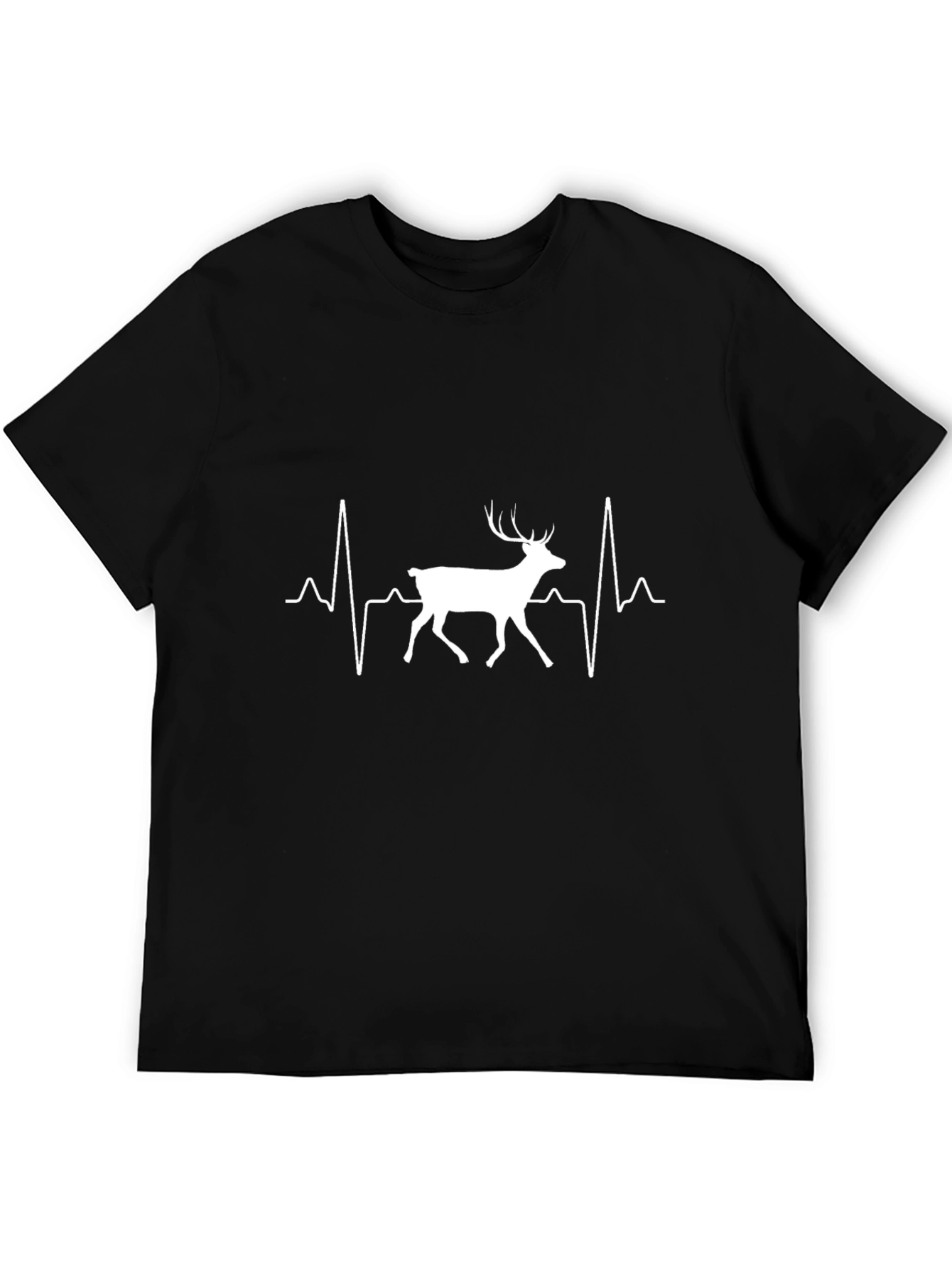 Deer Heartbeat Graphic Black T-Shirt