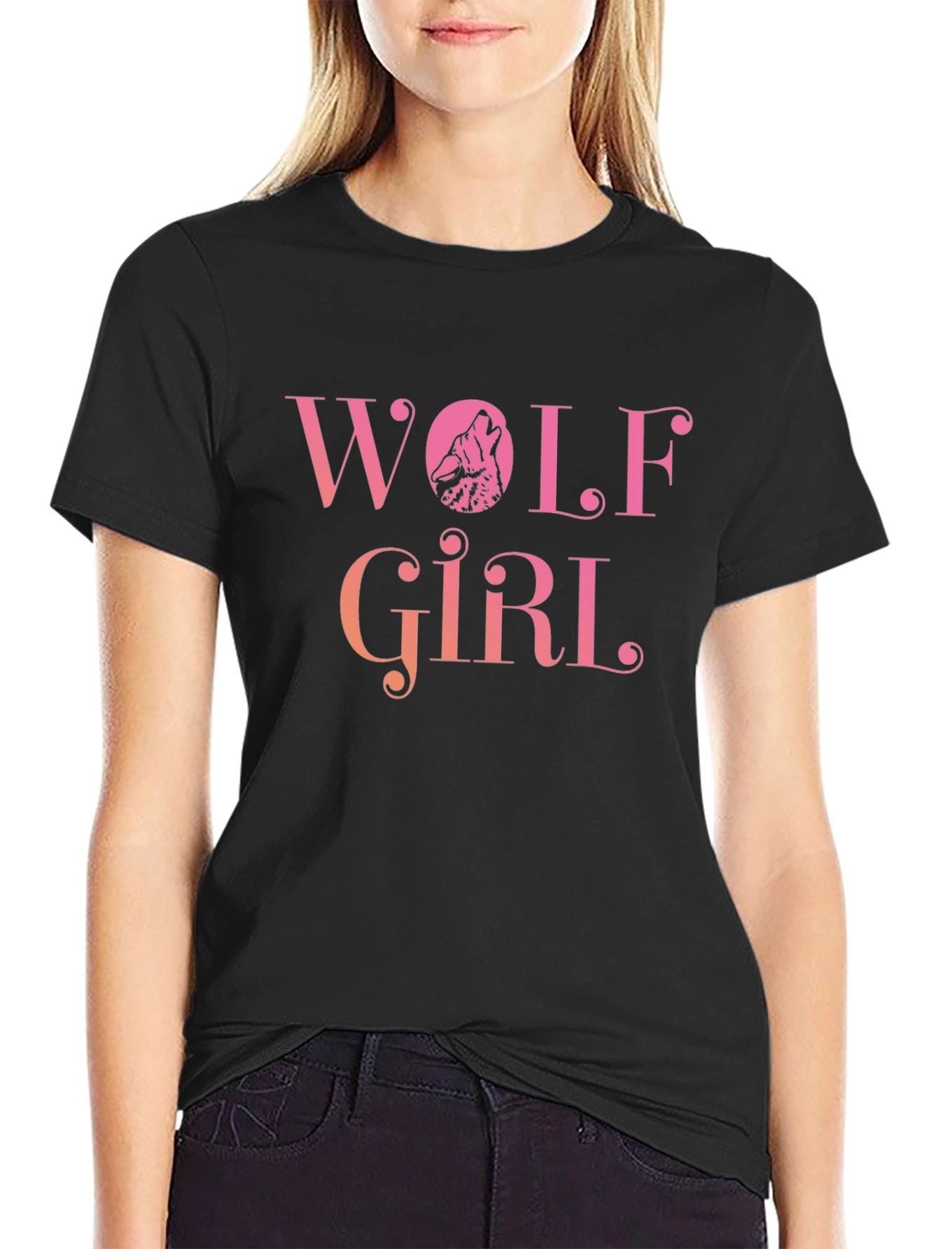 Wolf Girl Graphic Print T-Shirt