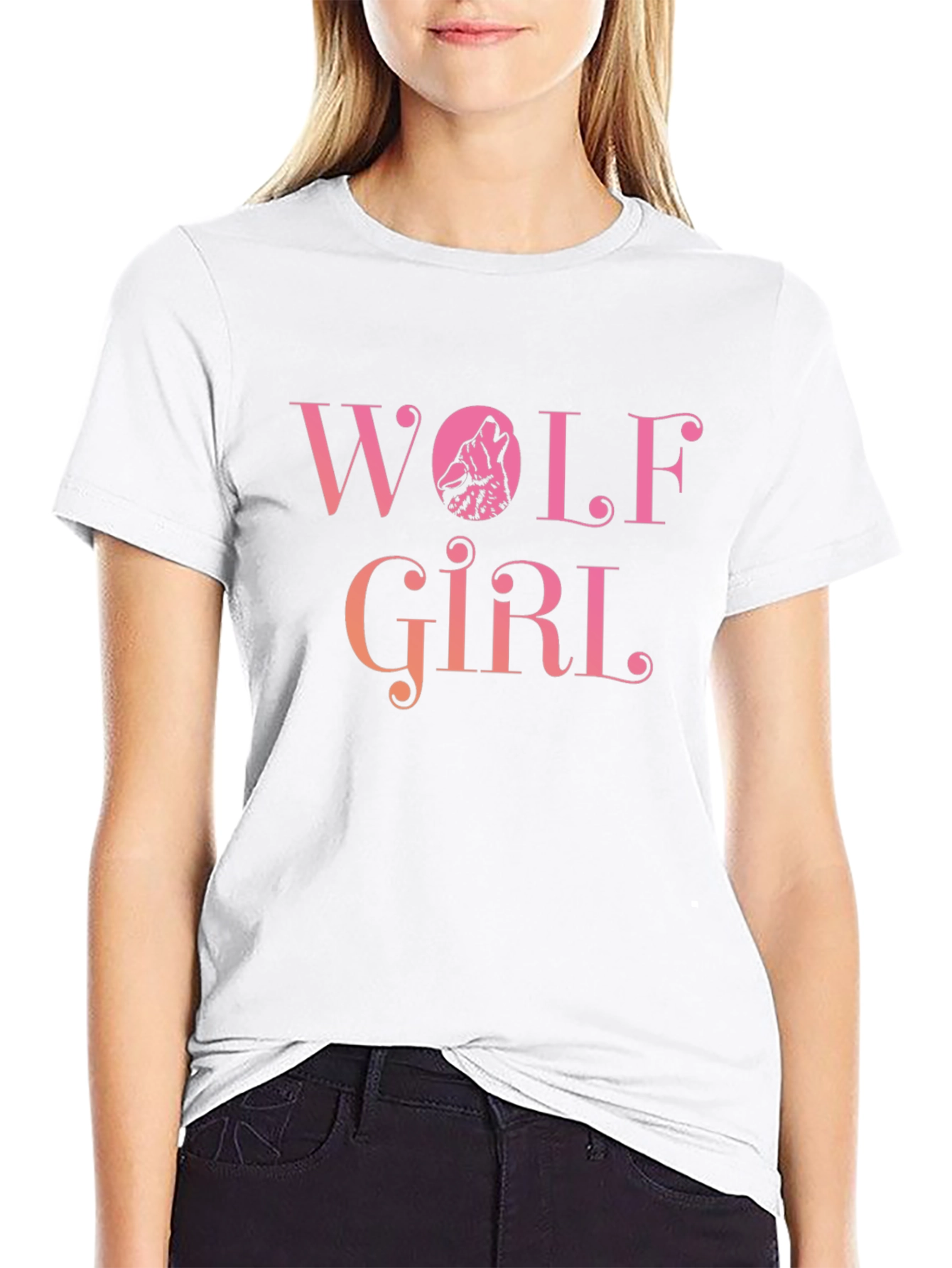 Wolf Girl Graphic Print T-Shirt