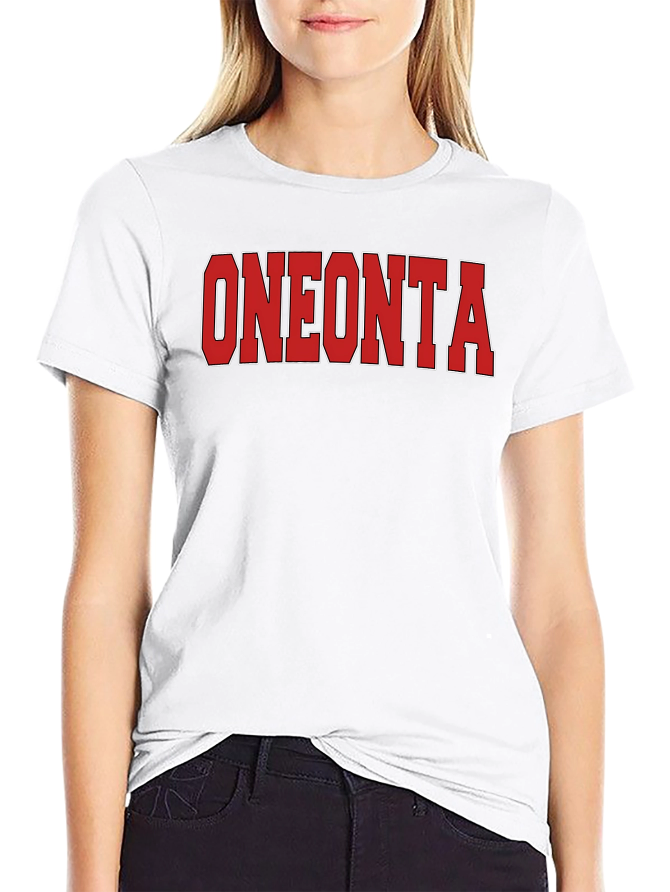 Oneonta Graphic Tee - Red Text on Black T-Shirt