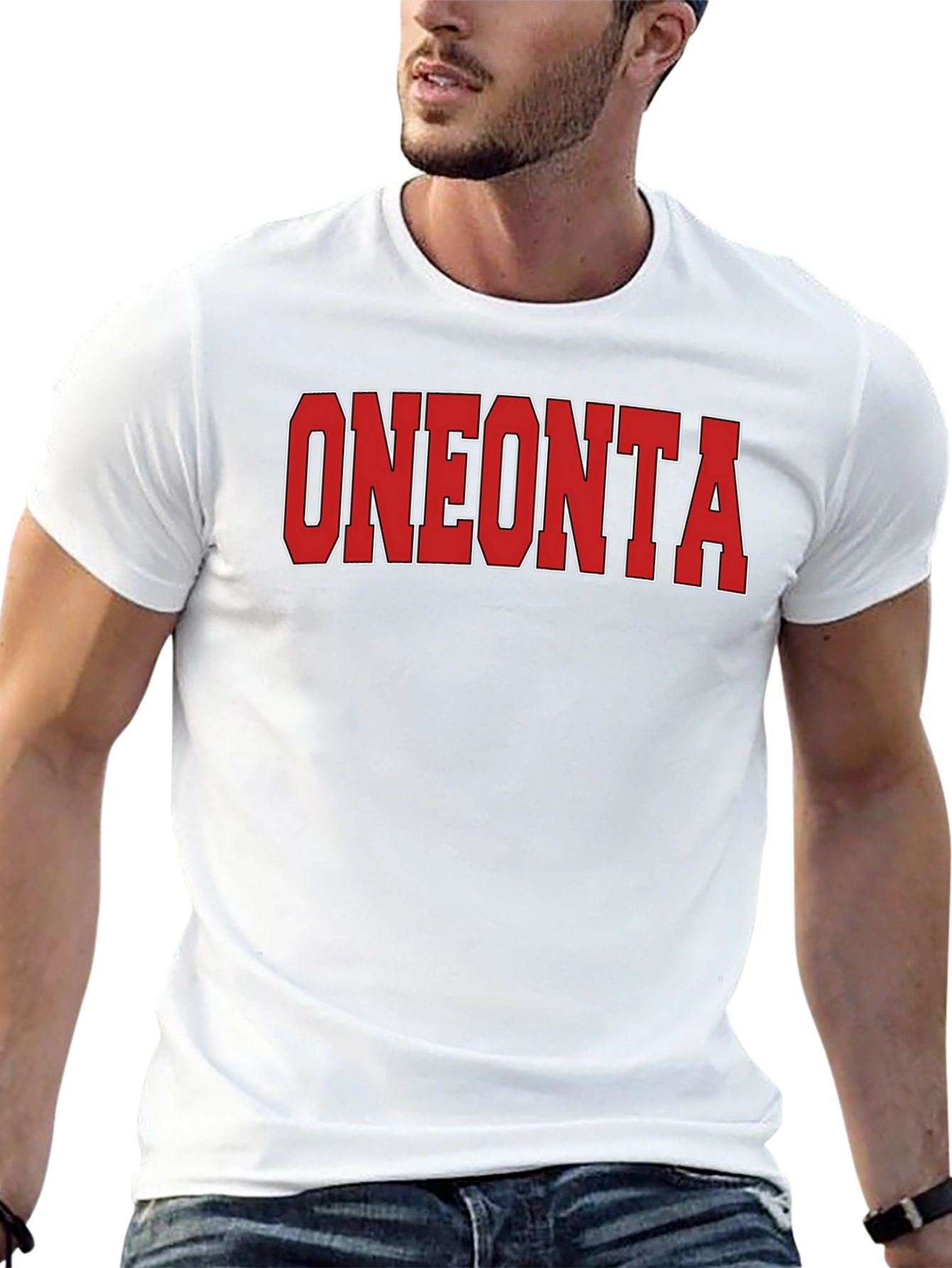 Oneonta Graphic Tee - Red Text on Black T-Shirt
