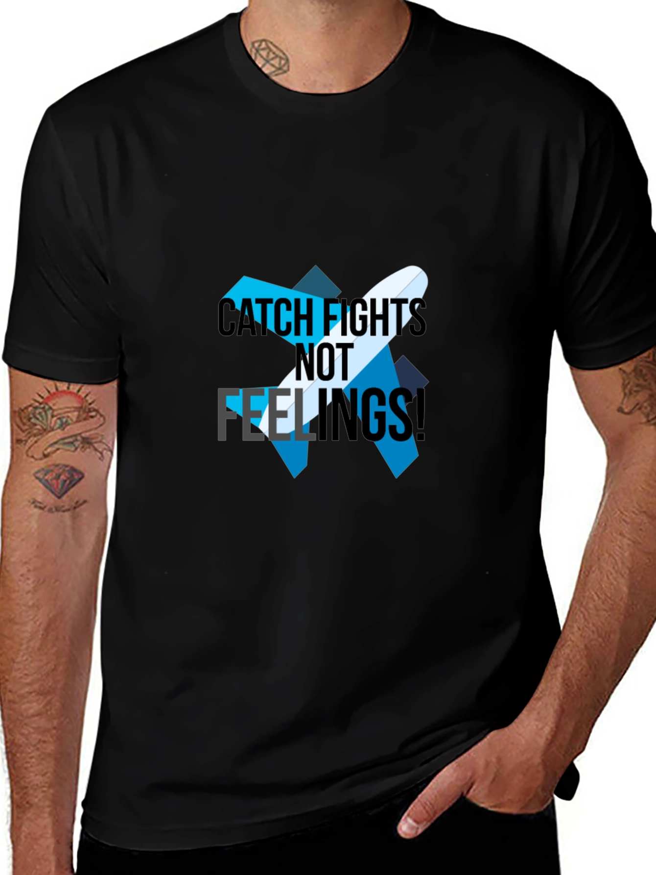 Catch Flights Not Feelings Black T-Shirt