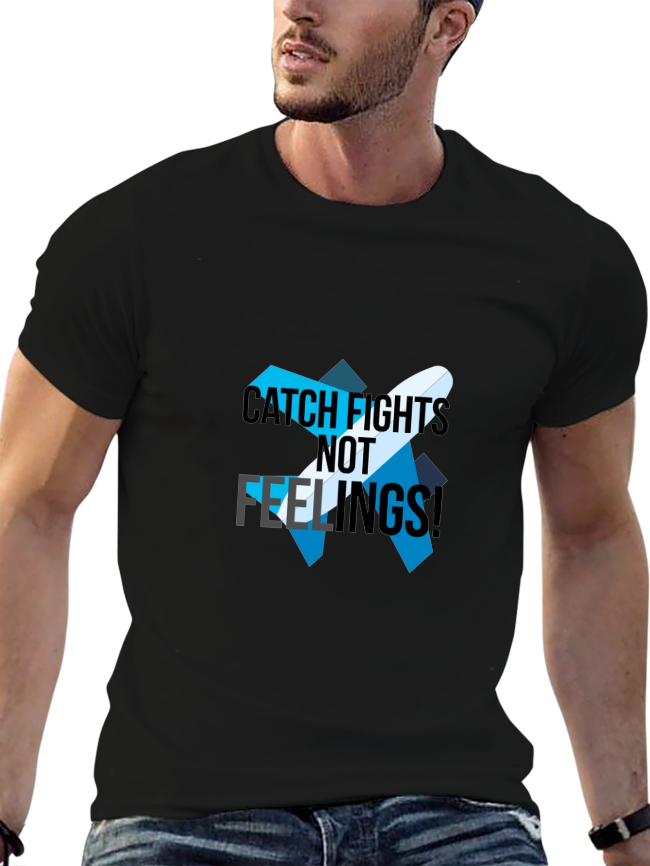 Catch Flights Not Feelings Black T-Shirt