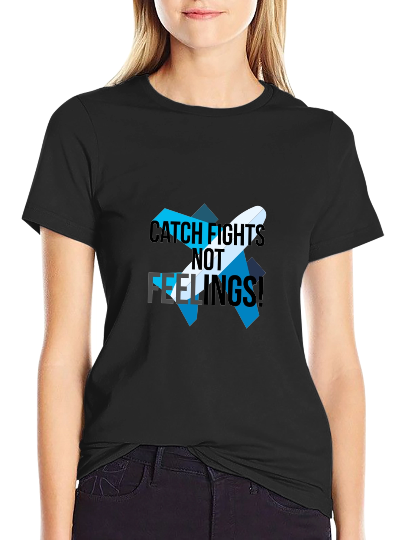 Catch Flights Not Feelings Black T-Shirt