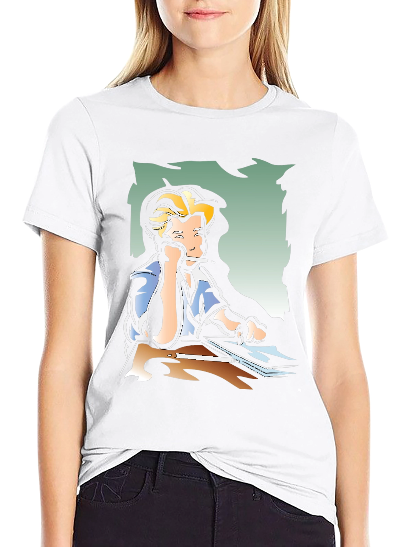 Creative Cartoon Graphic Tee - Black
