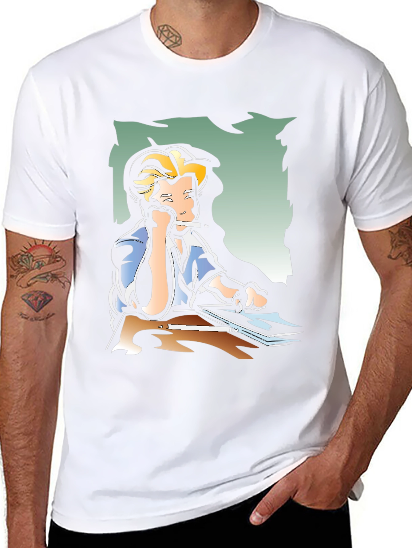 Creative Cartoon Graphic Tee - Black