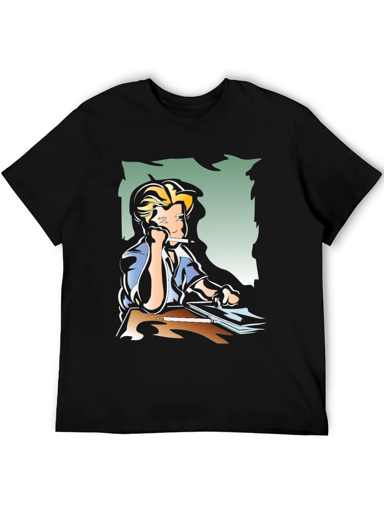 Creative Cartoon Graphic Tee - Black
