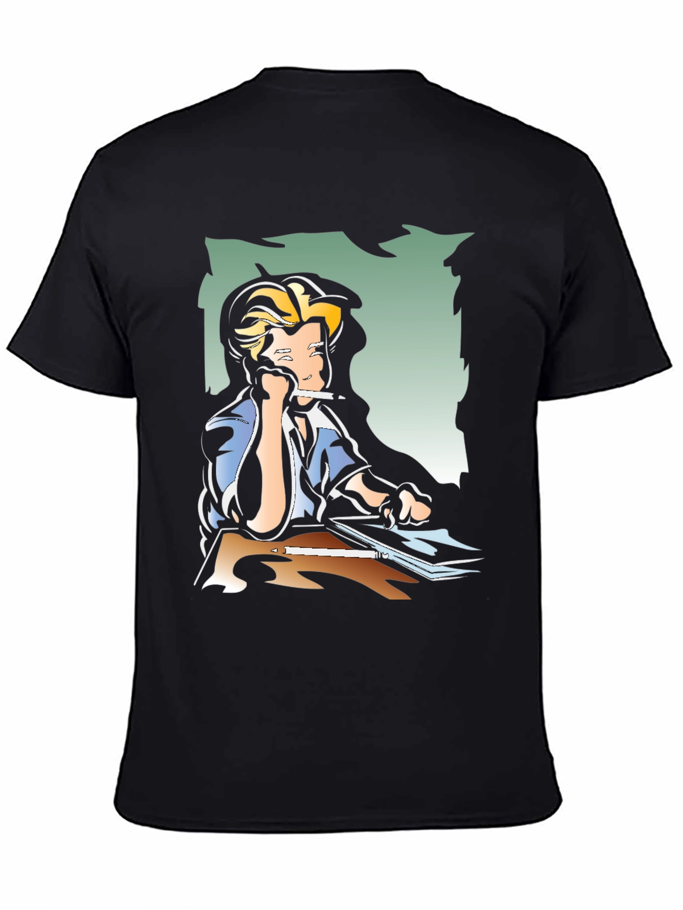 Creative Cartoon Graphic Tee - Black