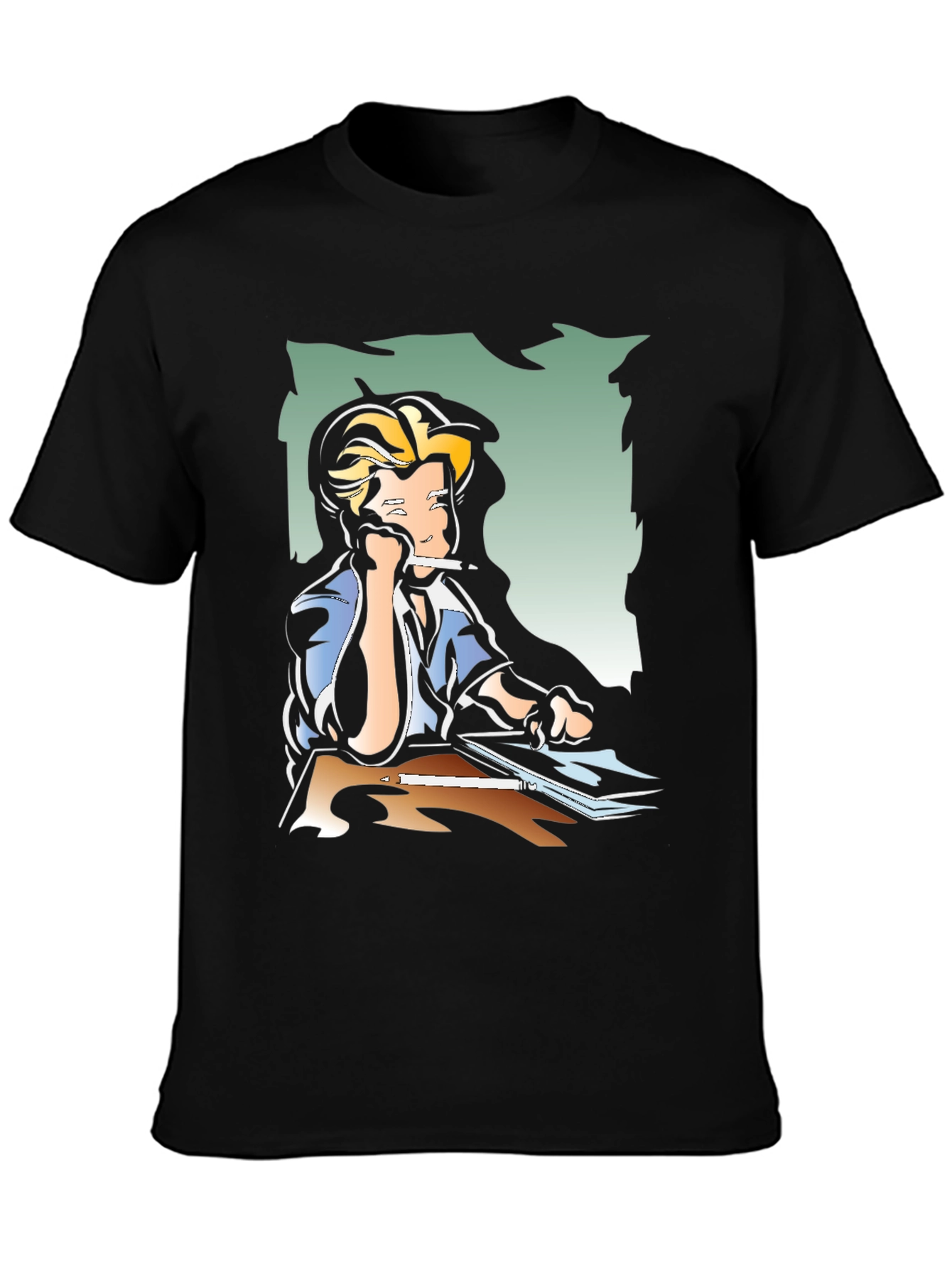 Creative Cartoon Graphic Tee - Black