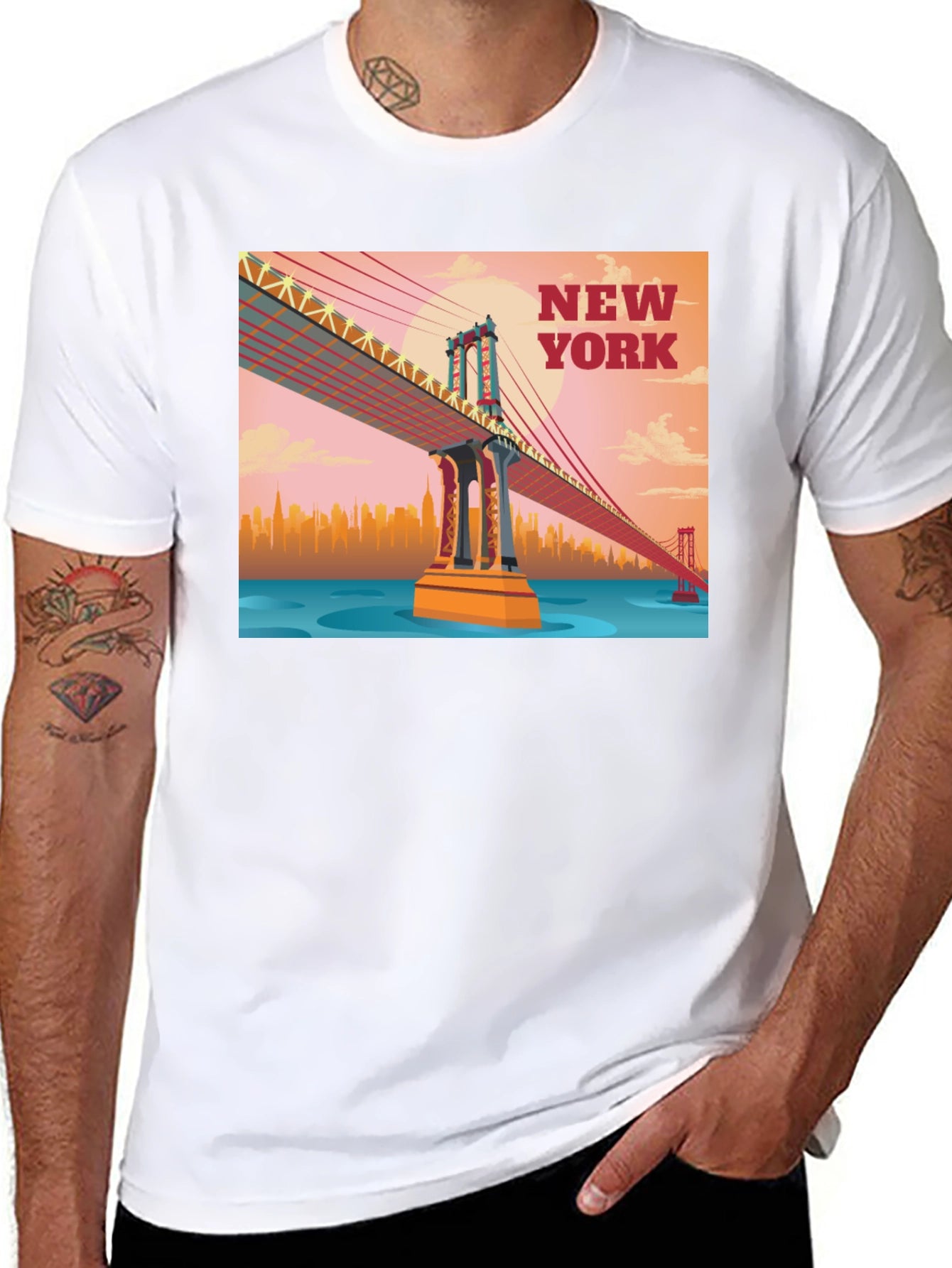 New York Bridge Graphic T-Shirt