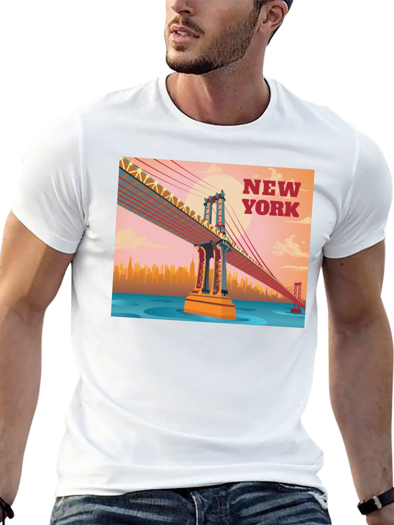 New York Bridge Graphic T-Shirt