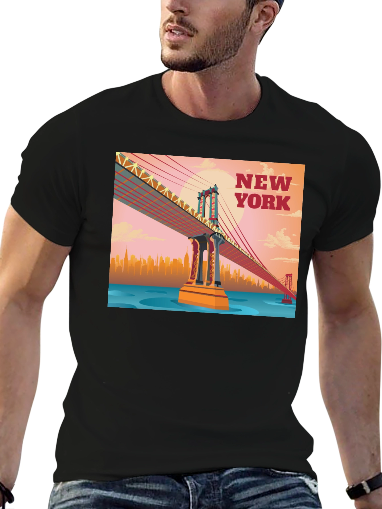 New York Bridge Graphic T-Shirt