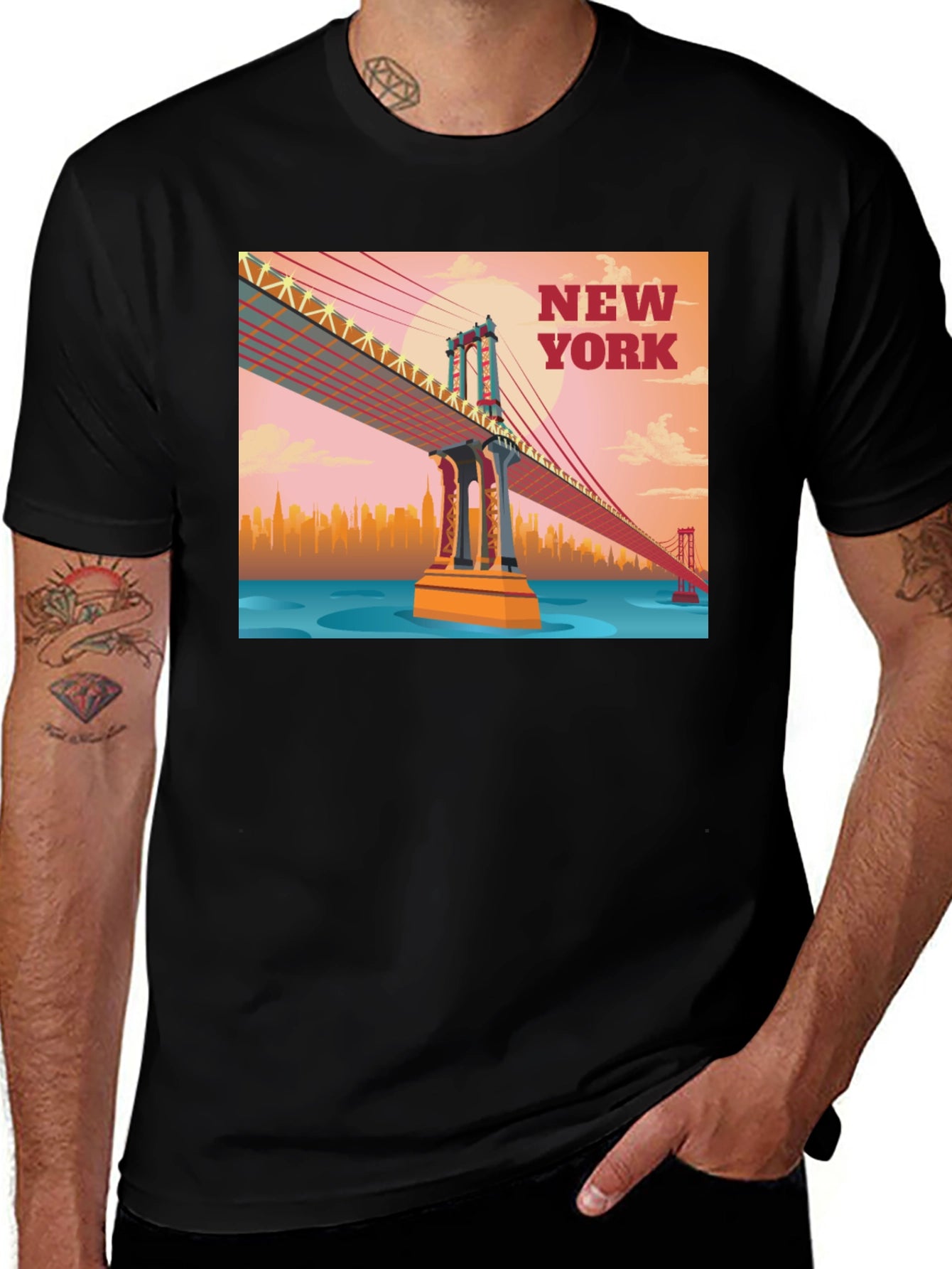 New York Bridge Graphic T-Shirt
