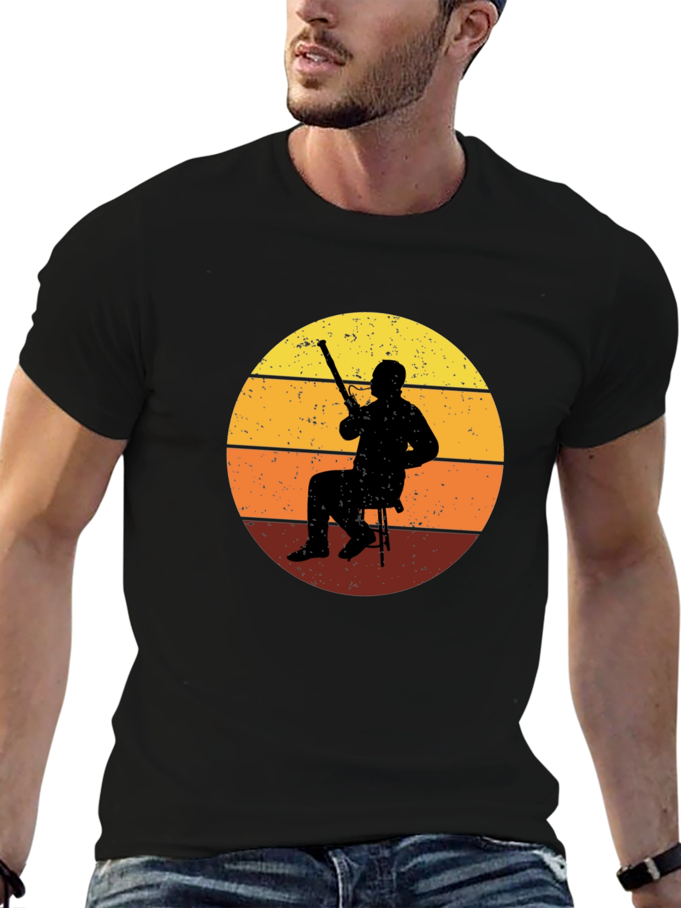 Bassoon Player Retro Sunset Graphic Tee