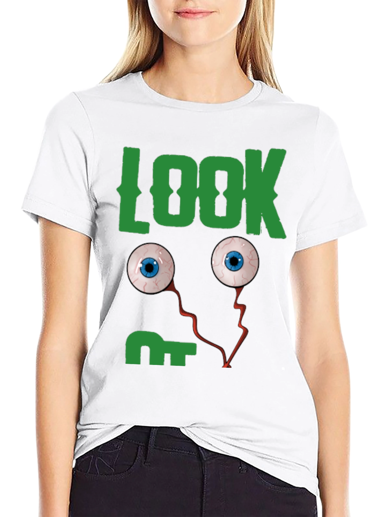 Look Eyes Graphic Tee -  Fun Halloween T-Shirt