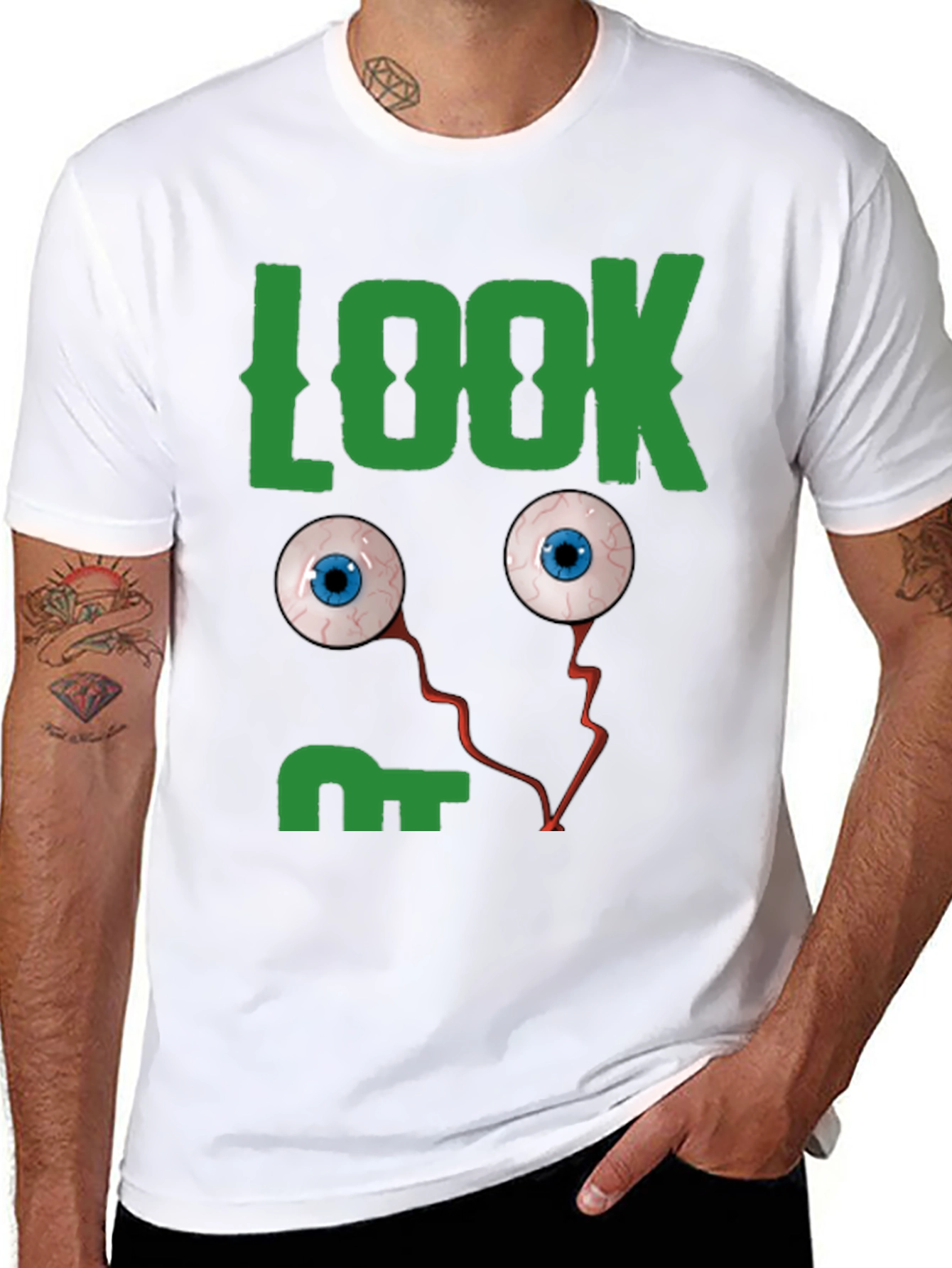 Look Eyes Graphic Tee -  Fun Halloween T-Shirt