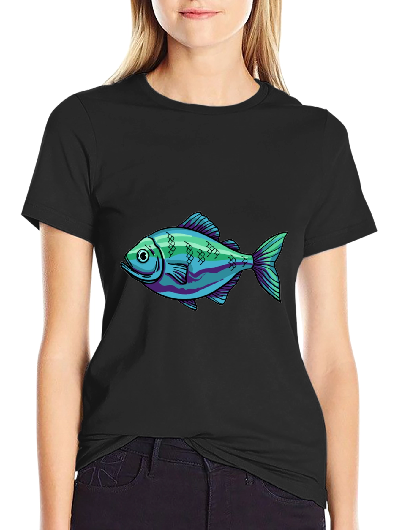 Cool Fish Graphic Black T-Shirt