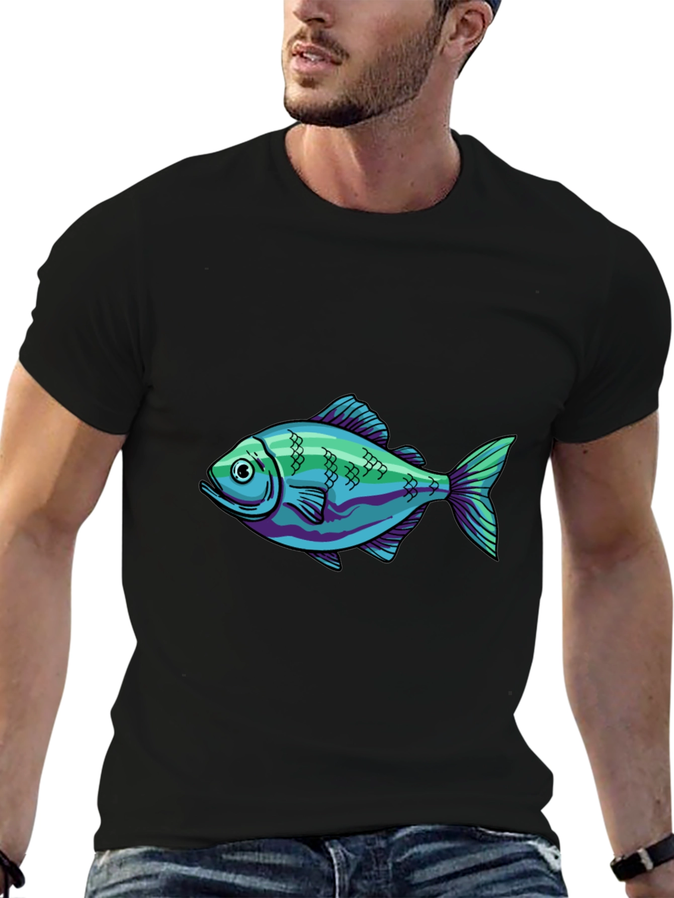 Cool Fish Graphic Black T-Shirt