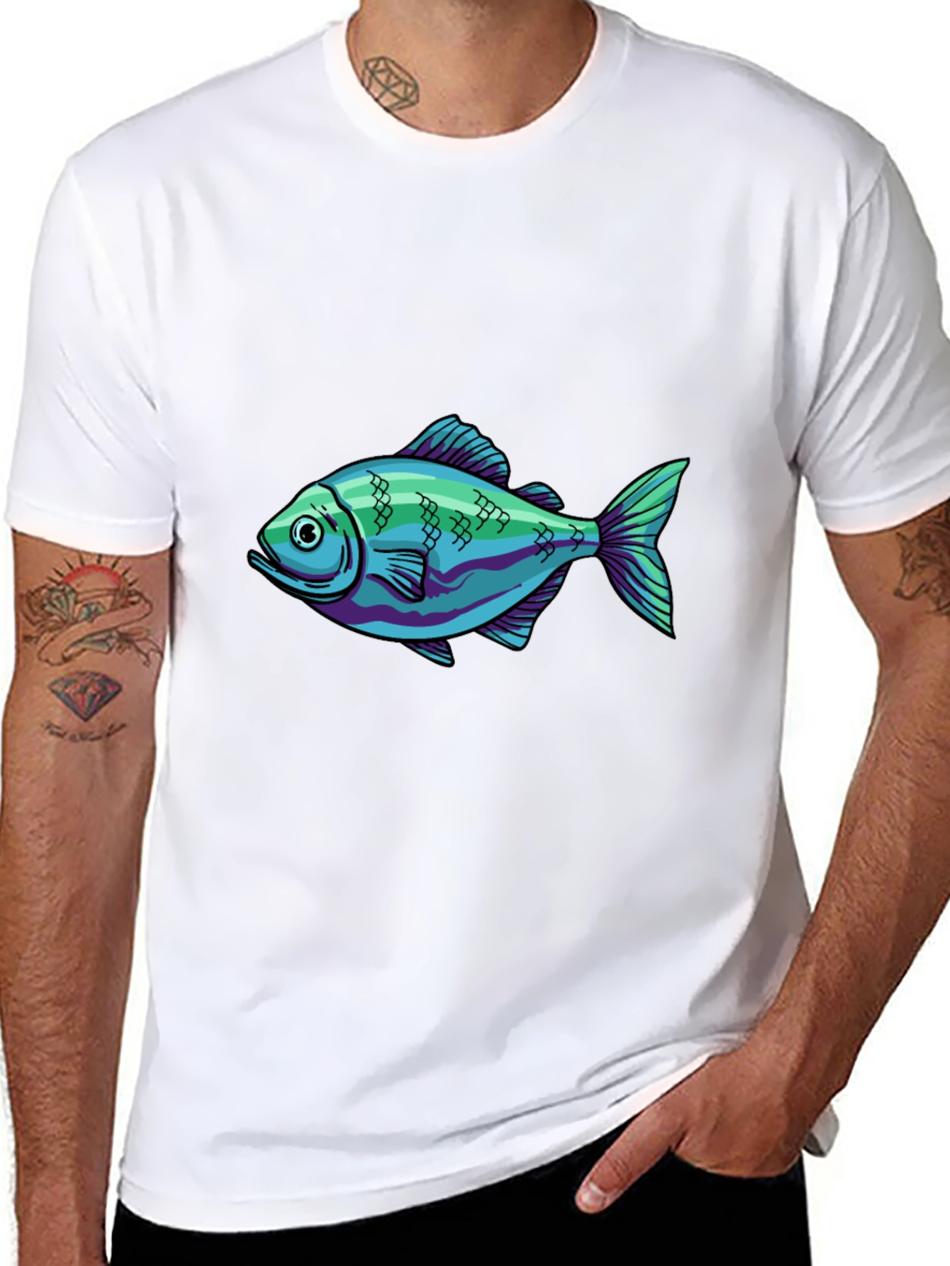 Cool Fish Graphic Black T-Shirt