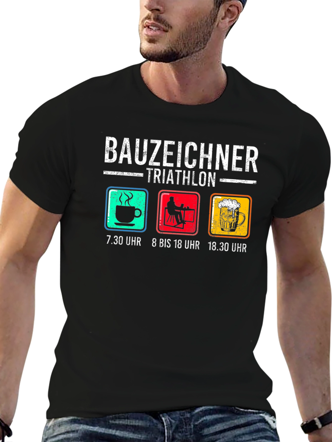 Bauzeichner Triathlon Black T-Shirt