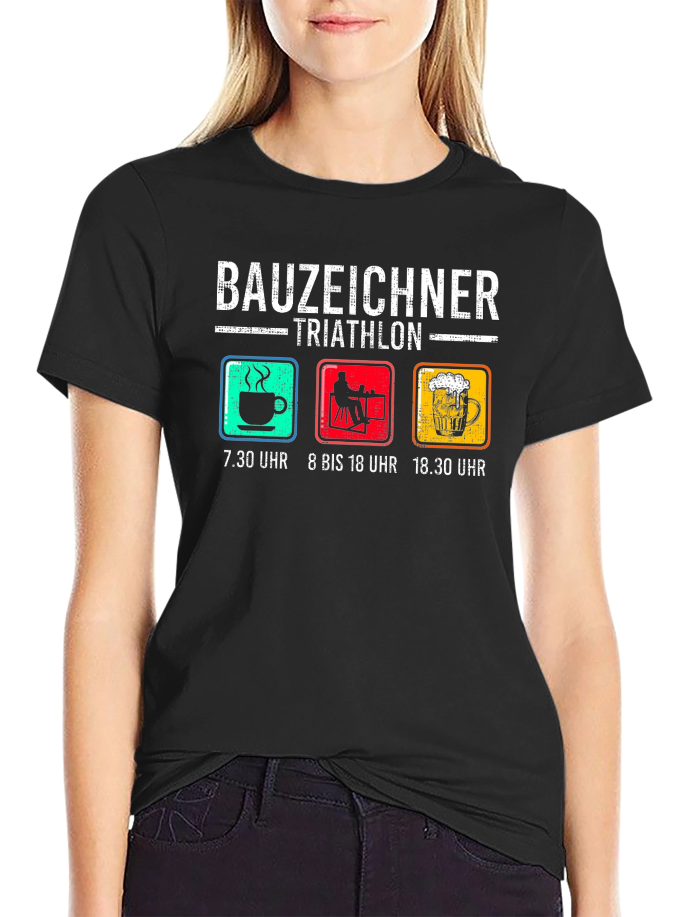 Bauzeichner Triathlon Black T-Shirt