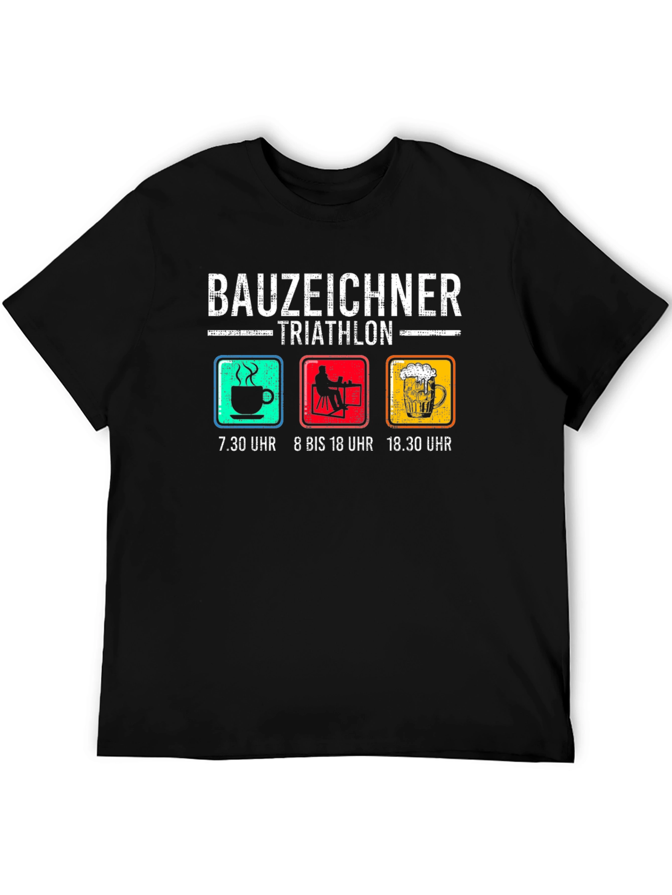Bauzeichner Triathlon Black T-Shirt