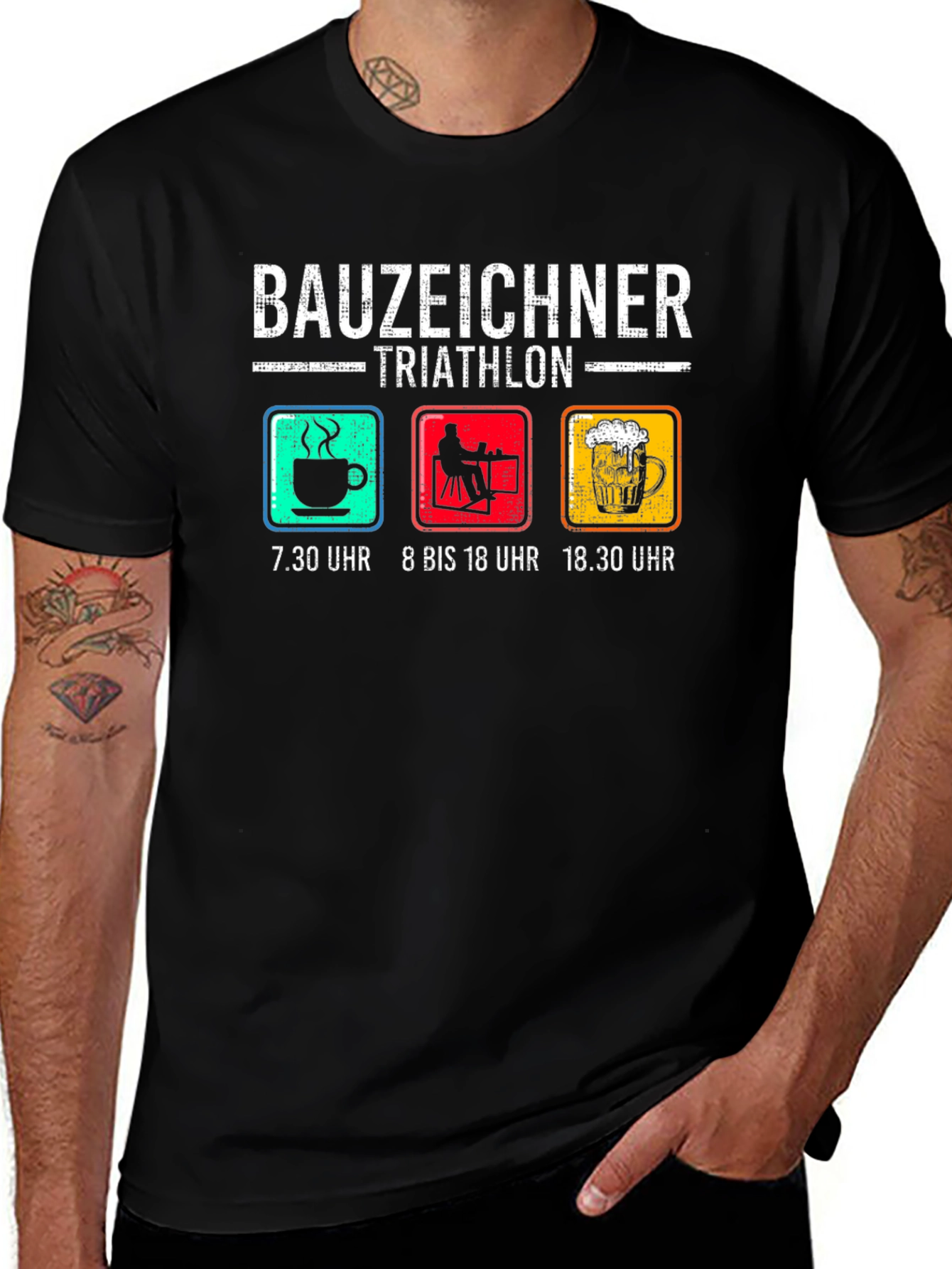 Bauzeichner Triathlon Black T-Shirt