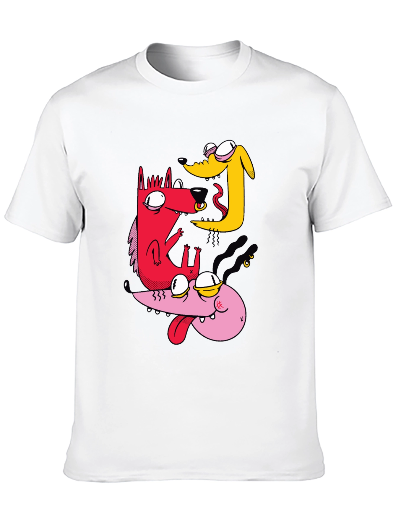 Cartoon Dog Graphic T-Shirt - Black
