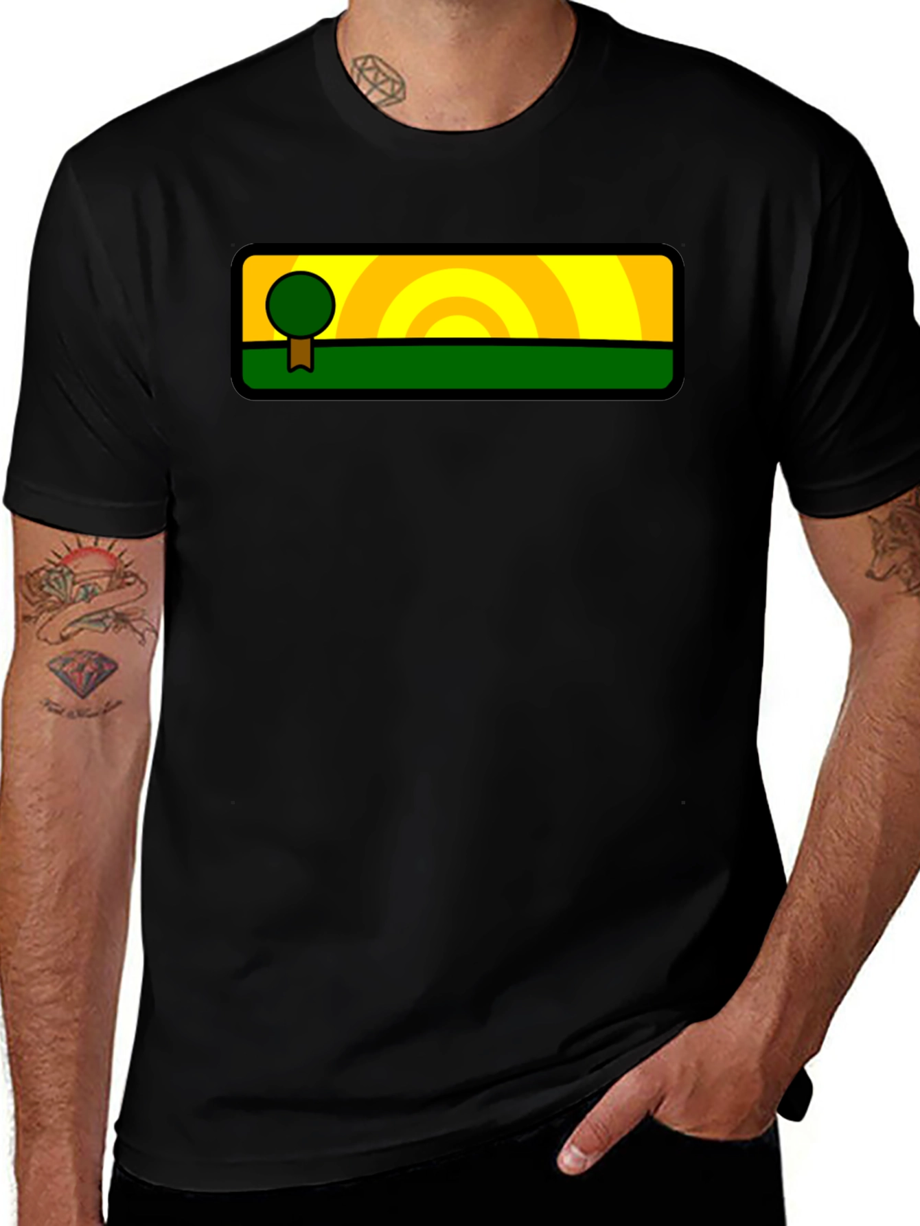 Nature-Inspired Graphic Tee - Tree & Sunset Design