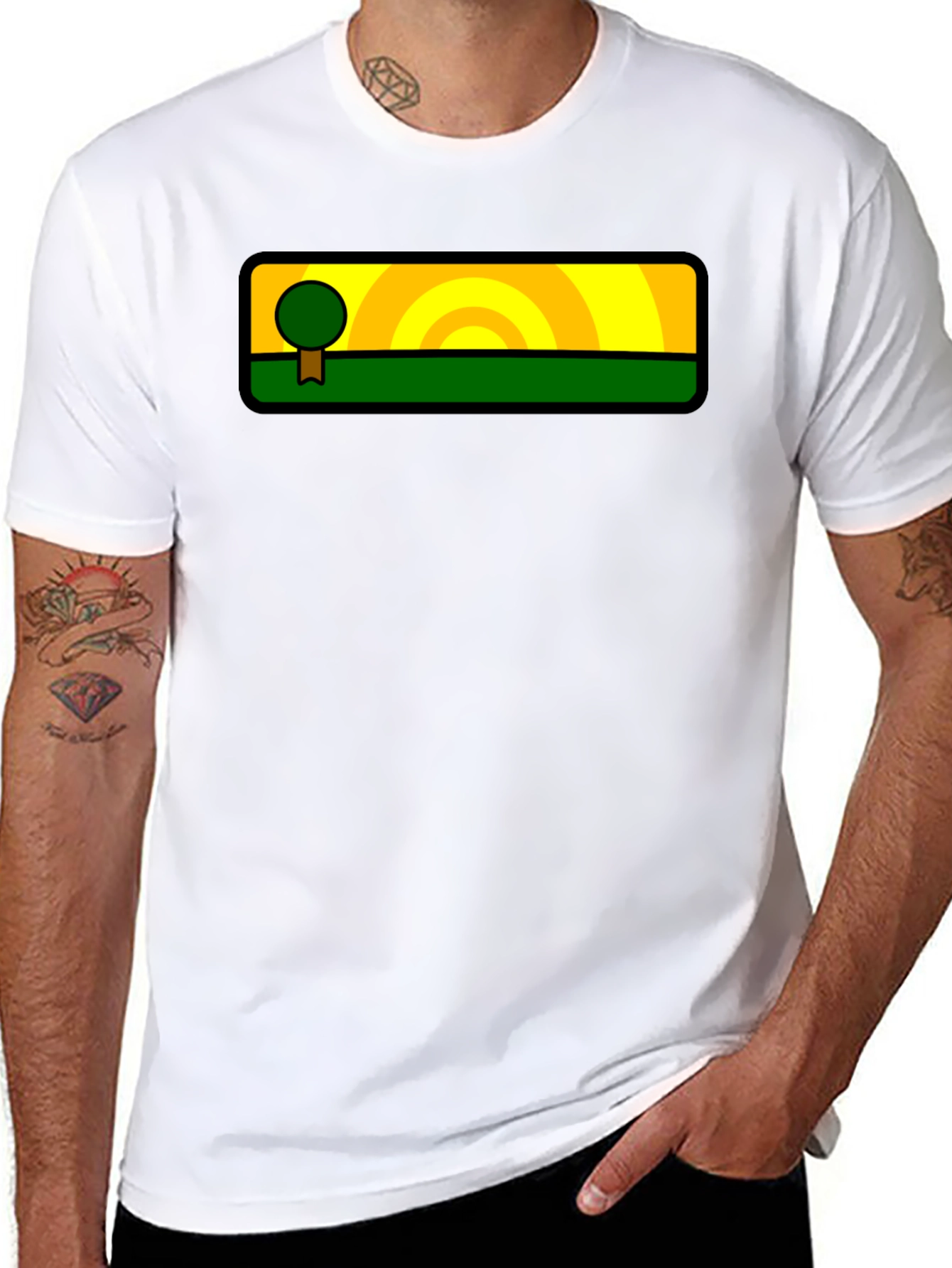 Nature-Inspired Graphic Tee - Tree & Sunset Design