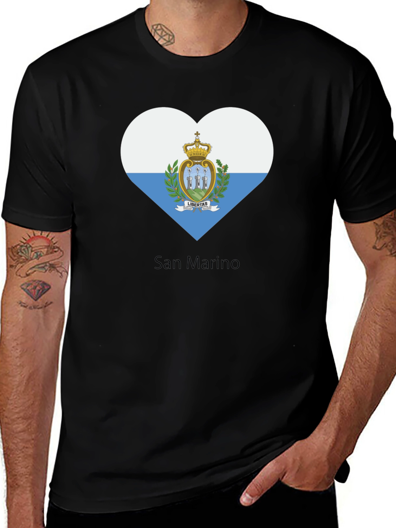 San Marino Flag Heart T-Shirt