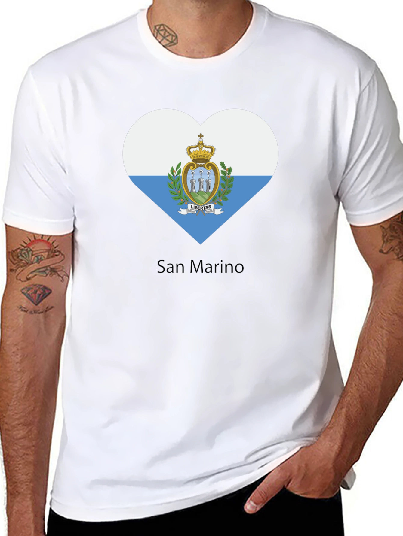 San Marino Flag Heart T-Shirt