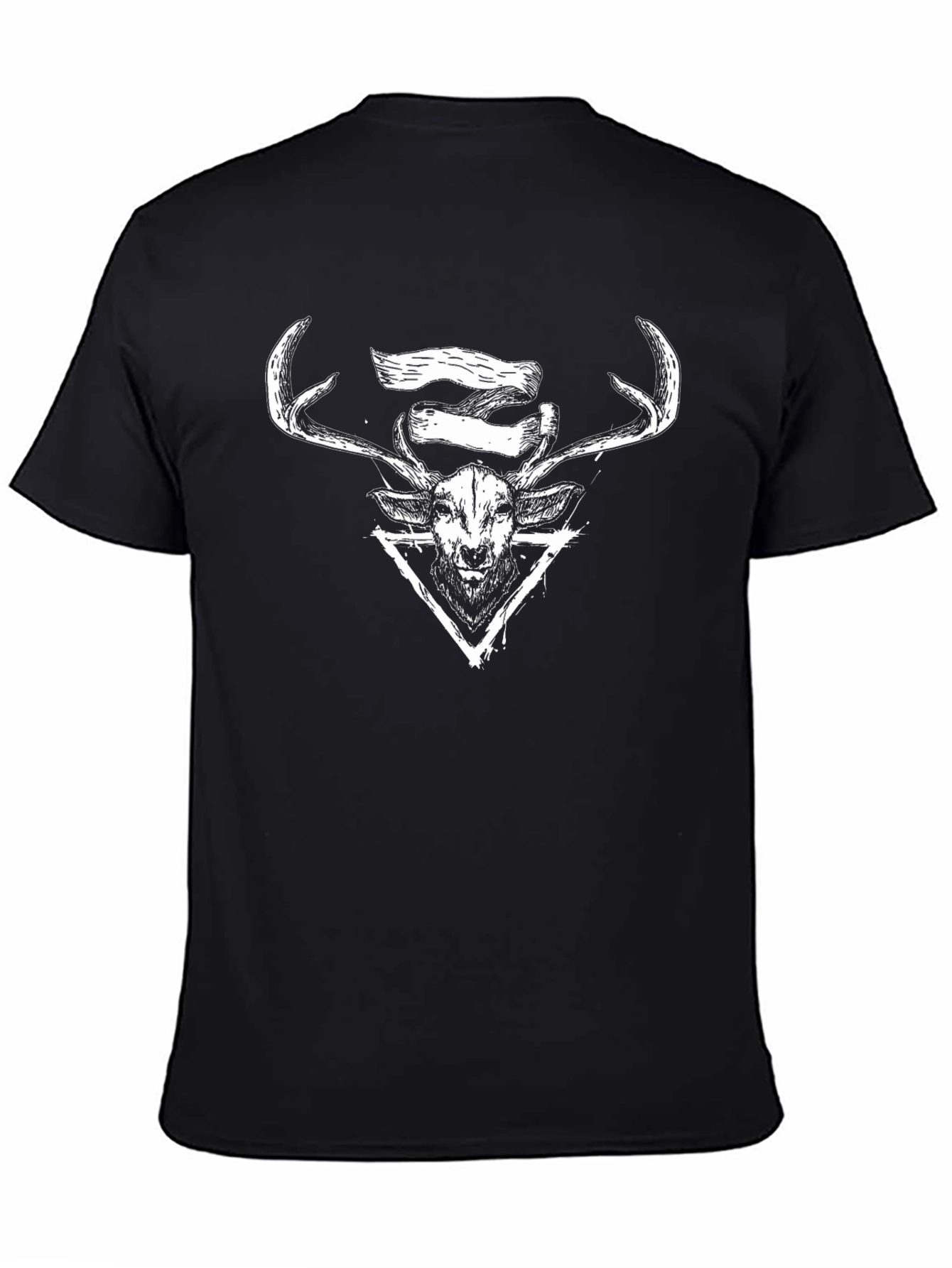 Graphic Deer Head Tee - Black Cotton T-Shirt