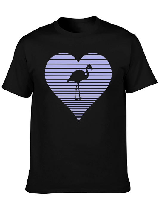 Flamingo Heart Graphic Tee - Black
