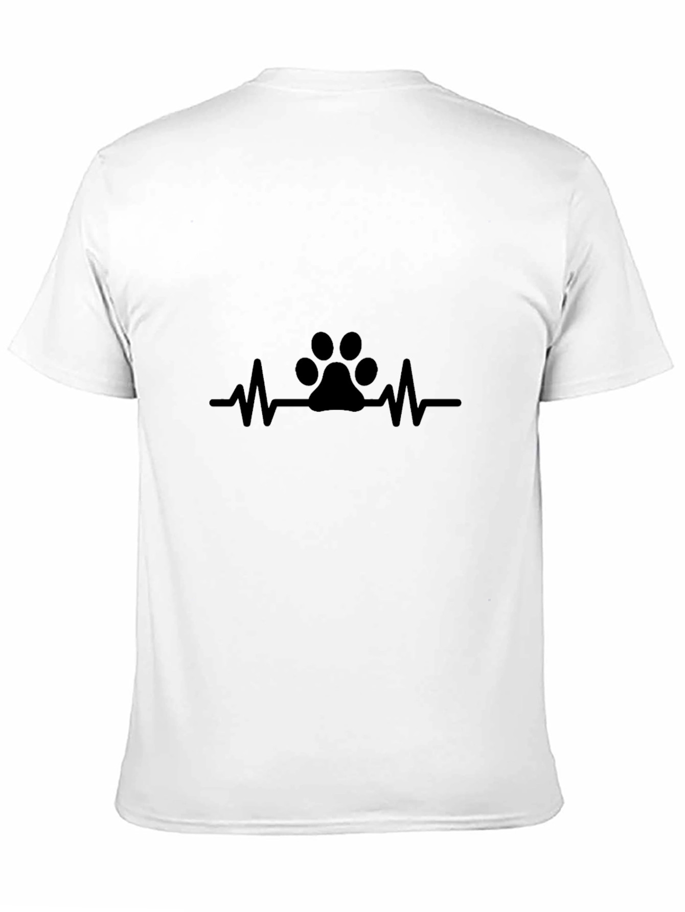 Paw Print Heartbeat T-Shirt - Black Casual Cotton Tee