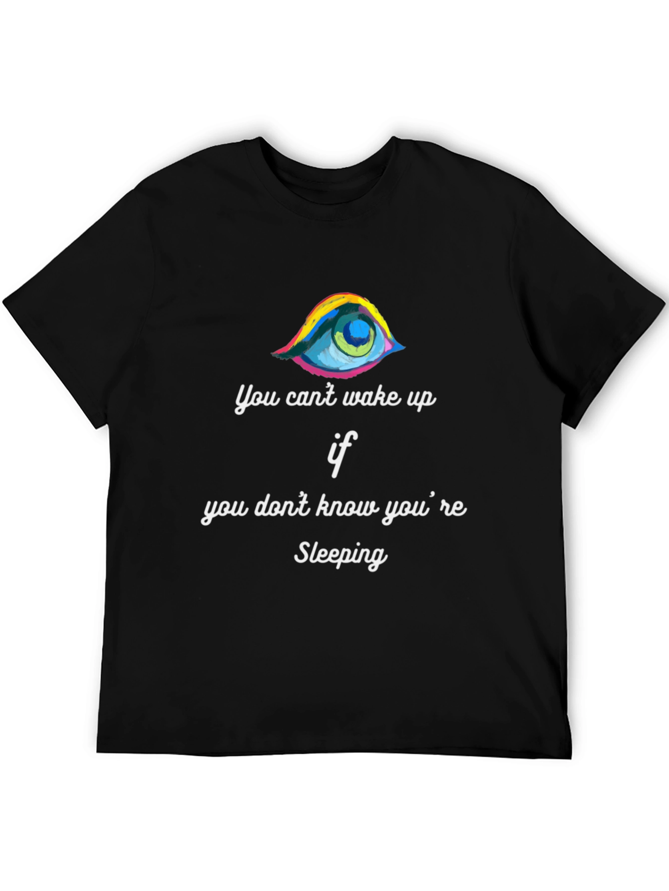 Eye-Catching Sleeping Graphic Tee - Black