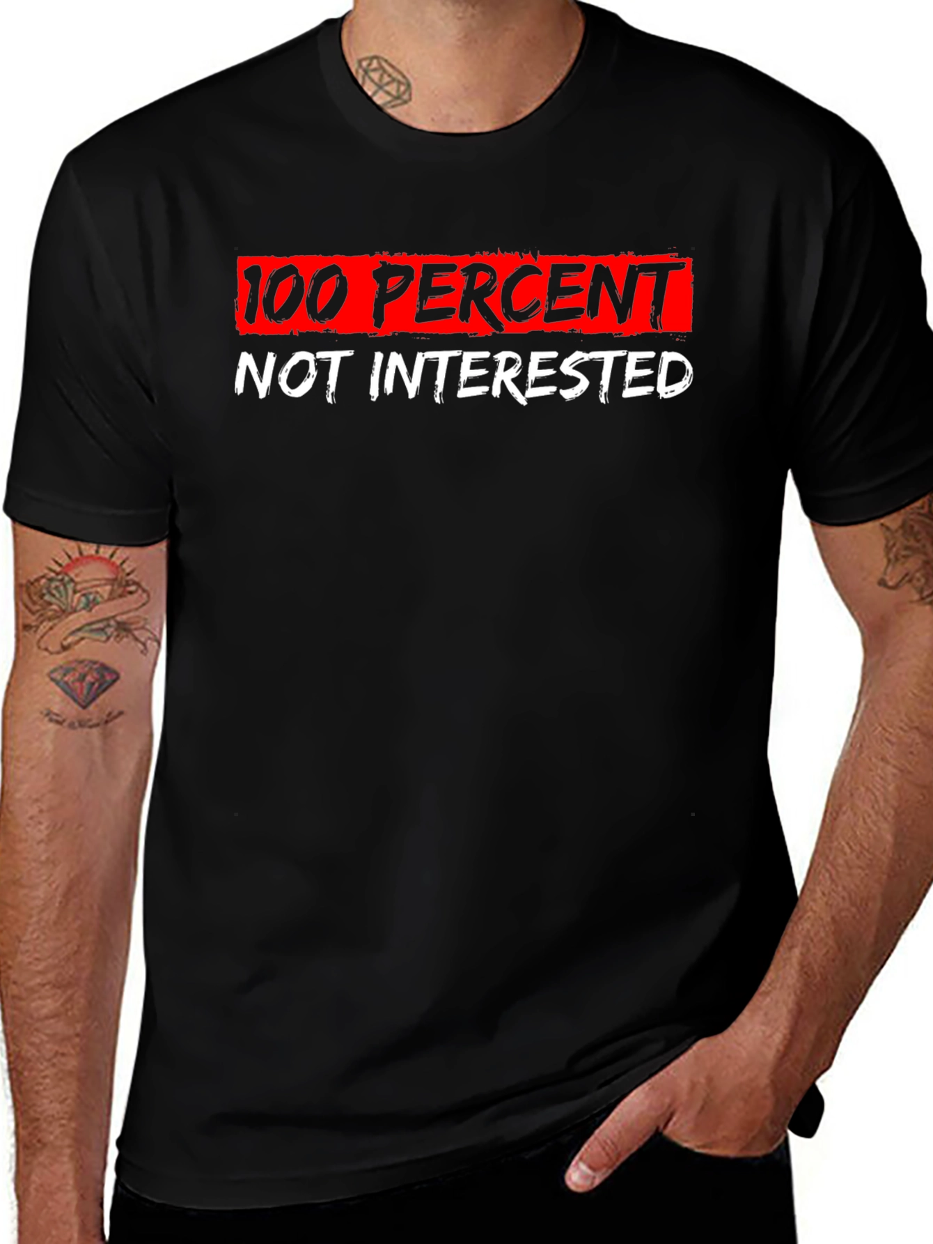 100% Not Interested Graphic Tee - Black
