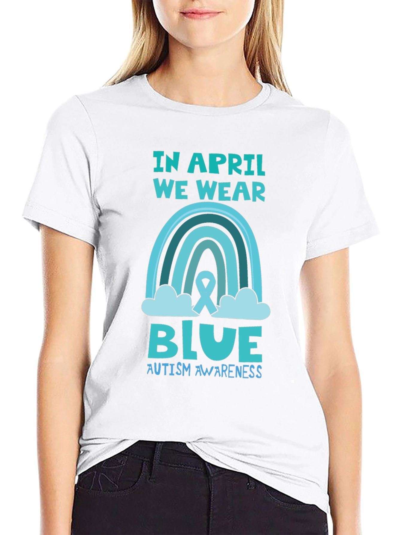 Autism Awareness Blue Rainbow T-Shirt