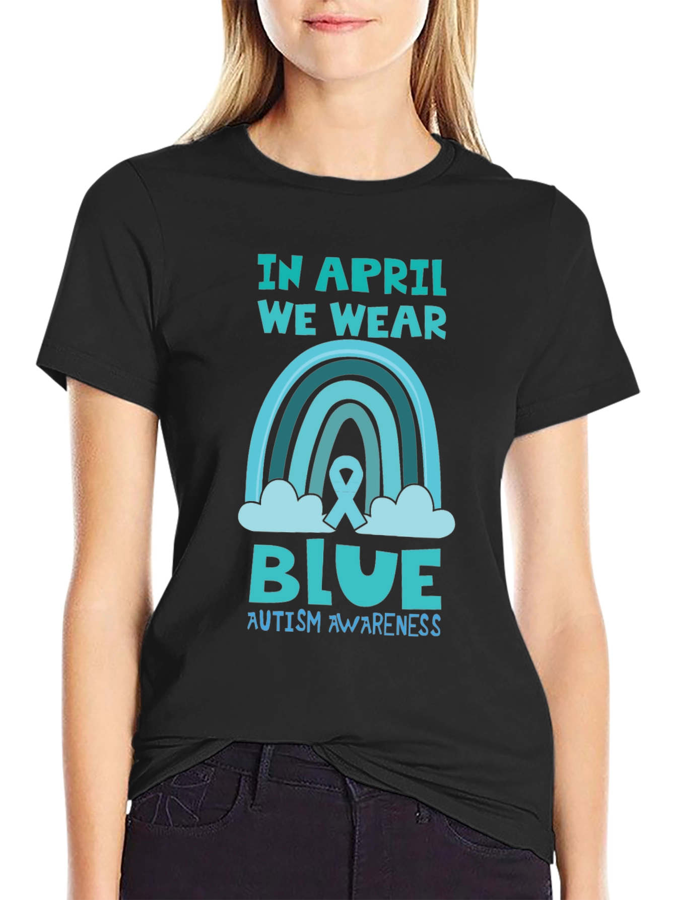 Autism Awareness Blue Rainbow T-Shirt