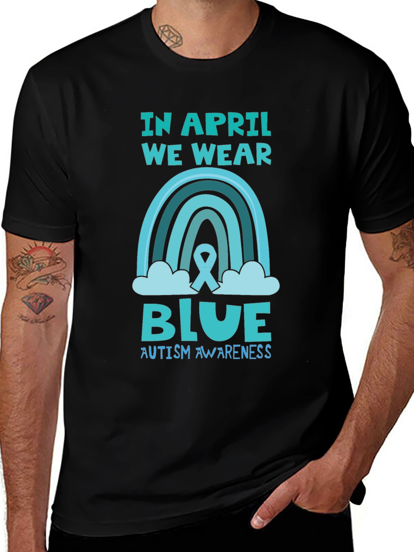 Autism Awareness Blue Rainbow T-Shirt