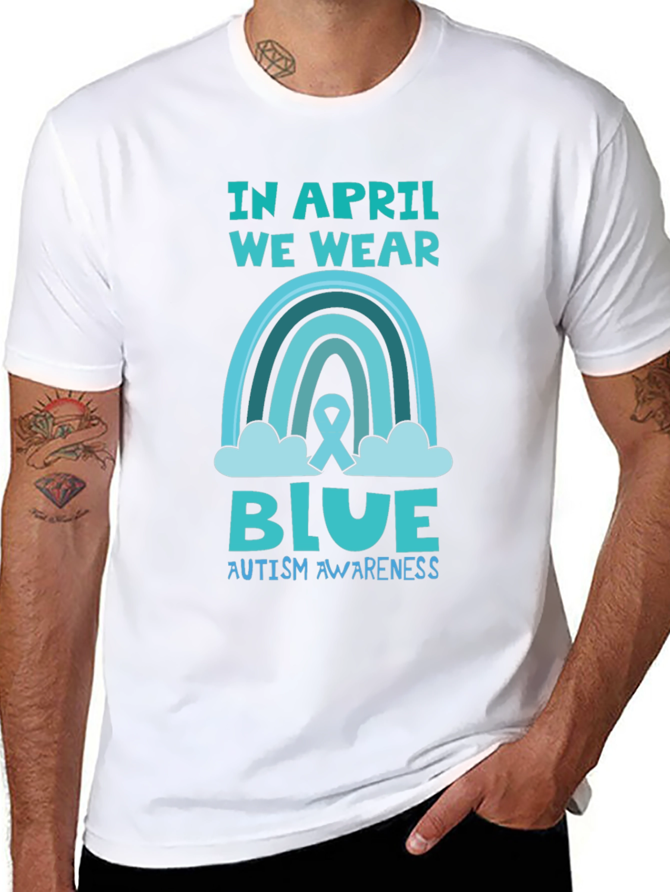 Autism Awareness Blue Rainbow T-Shirt